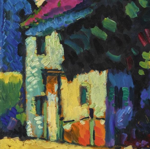 Kandinsky, Murnau – Landscape with Green House, 1909-details-01