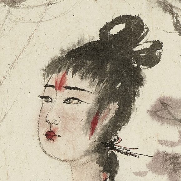 Fu Baoshi, Goddess of the Xiang River, 1943-details-01