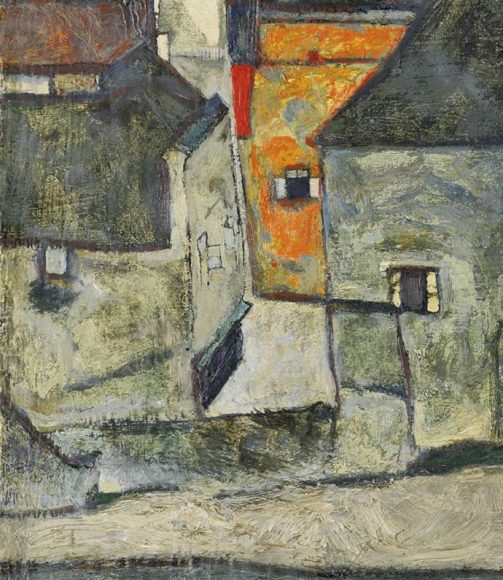 Egon Schiele, Houses on the River (The Old Town), 1914-details-04