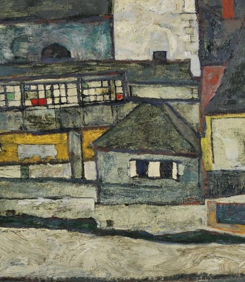 Egon Schiele, Houses on the River (The Old Town), 1914-details-07