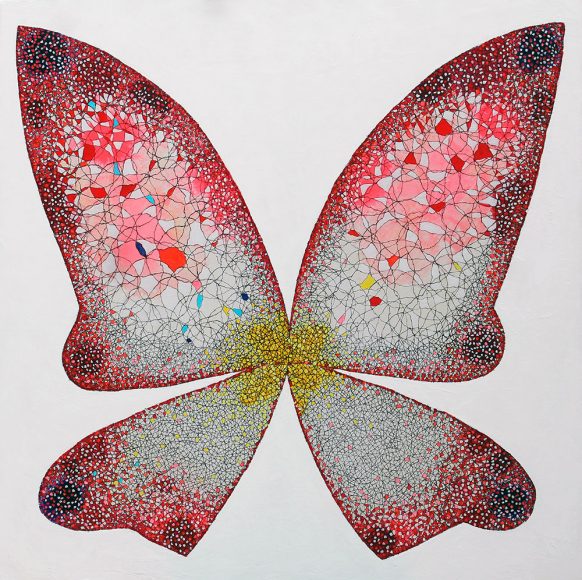 内田 江美 Emi UCHIDA_Butterfly 21-31_Oil and Charcoal on Canvas_80.3×80.3cm_2021_m