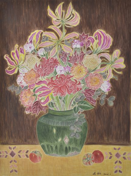 火焰百合Gloriosa Lily,2021,纸本设色ink and color on paper,76.5×57.5cm