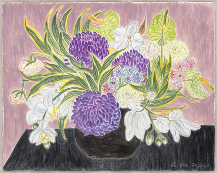 盛开的兰菊Blooming Chrysanthemum，2022，纸本设色ink and color on paper，51×41cm